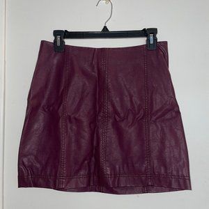 Free People Deep Purple Leather Skirt, Size 6